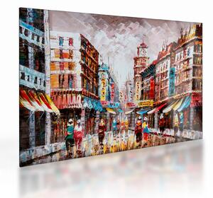 Kép - Hong Kong, olajfestmény (üvegen) (70x50 cm)