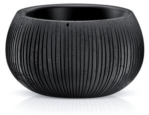 Bowl Beton Kaspó Fekete Bordázott 37 cm