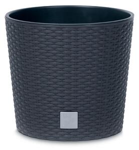 Rato Round Műanyag Kaspó Antracit Rattan Hatású 30 cm