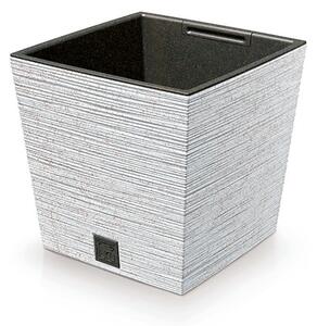 Furu Square ECO Fa Hatású Alacsony Virágtartó - Fehér - 29,5 cm