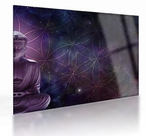 Kép - Buddha az élet virágaival (üvegen) (70x50 cm)