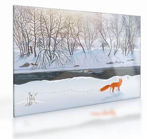 Kép - róka a téli tájban (üvegen) (70x50 cm)
