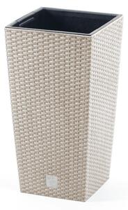 Rato Square ECO Rattan Hatású Kaspó Fehér 20x20x37,6 cm