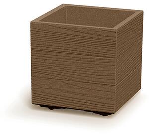 Madera Square ECO Fa Hatású Kocka Virágtartó - Natúr - 29 cm