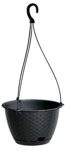 Ratolla Round Függő Virágtartó Antracit 21,7 cm Rattan Hatású