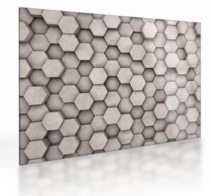 Kép - Hatszögek beton kivitelben (üvegen) (70x50 cm)
