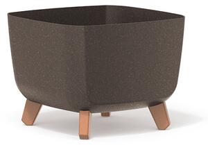 Gracia Square ECO Wood Kávébarna Négyzetes Virágtartó Lábakon