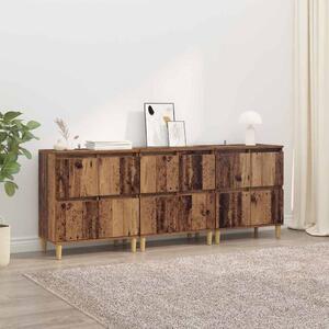 Oldalszekrények 3 pcs Öreg fa 60 x 35 x 70 cm Faanyag