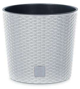 Rato Round Rattan Hatású Műanyag Virágcserép Fehér 25 cm