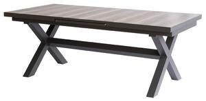 Kihúzható kerti asztal, kerámialap tölgy dekorral 200+60x100x77 cm, alumínium szerkezet