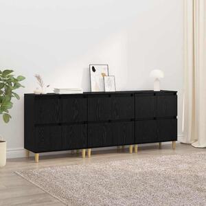 Oldalszekrények 3 pcs Fekete tölgy 60 x 35 x 70 cm Faanyag