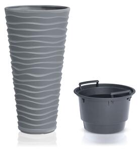 Sand Slim Hullám Mintás Kültéri Virágtartó Szürke 35 cm