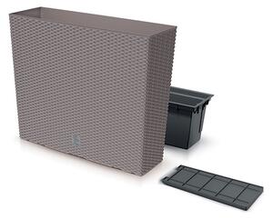 Rato Case T Rattan Hatású Virágláda Mokka 58 cm Öntözőrendszerrel