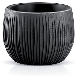 Bowl Beton Kaspó Fekete Bordázott 14,4 cm
