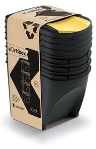 Sortibox 4 Darabos Szelektív Hulladékgyűjtő Rendszer Szett 4x25l Fekete