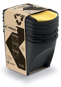 Sortibox 3 Darabos Szelektív Hulladékgyűjtő Rendszer Szett 3x25l Lapos Fekete