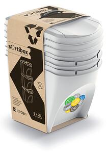 Sortibox 3 Darabos Szelektív Hulladékgyűjtő Rendszer Szett 3x25l Lapos Kőszürke