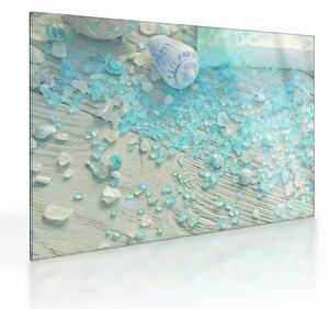 Kép - Tengerparti hangulat türkiz árnyalatokban (üvegen) (70x50 cm)