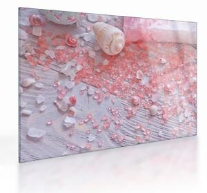 Kép - Tengerparti hangulat rózsaszín árnyalatokban (üvegen) (70x50 cm)