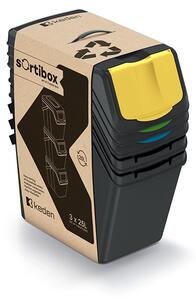 Sortibox 3 Darabos Szelektív Hulladékgyűjtő Rendszer Szett Döntött 3x25l Fekete
