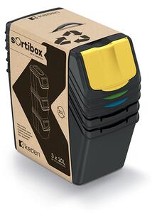 Sortibox 3 Darabos Szelektív Hulladékgyűjtő Rendszer Szett 3x20l Fekete