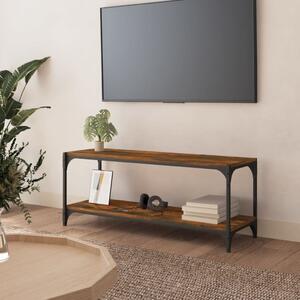 Füstös tölgy színű szerelt fa és acél TV-szekrény 100x33x41 cm