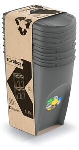 Sortibox 4 Darabos Szelektív Hulladékgyűjtő Rendszer Szett 4x35l Kőszürke