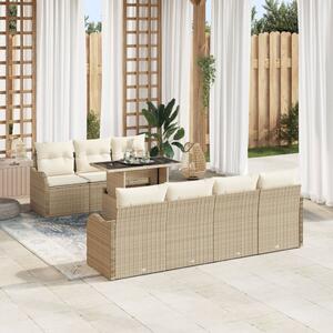 Kerti Kanapé Szett párnával tárolóval 8 pcs Bézs Poly Rattan