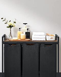 BERGEN ruháskosár polccal, 3x38l, fekete/barna SongmicsHome