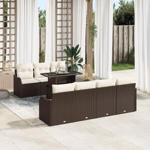 Kerti Kanapé Szett párnával tárolóval 8 pcs Barna Poly Rattan