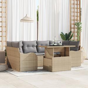 Kerti Kanapé Szett párnával 7 pcs Bézs Poli rattan