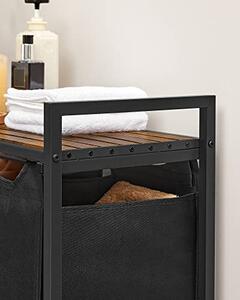 BERGEN ruháskosár polccal, 3x38l, fekete/barna SongmicsHome
