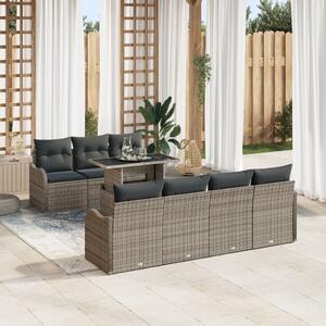 Kerti Kanapé Szett párnával tárolóval 8 pcs Szürke Poly Rattan