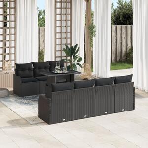 Kerti Kanapé Szett párnával tárolóval 8 pcs Fekete Poly Rattan