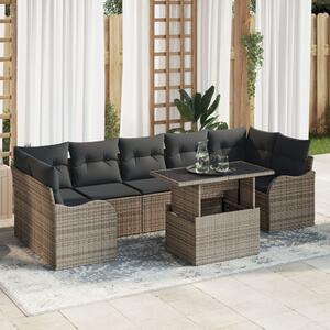 Kerti Kanapé Szett párnával tárolóval 8 pcs Szürke Poly Rattan