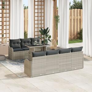 Kerti Kanapé Szett párnával 8 pcs Világosszürke Poly Rattan