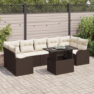 Kerti Kanapé Szett párnával tárolóval 8 pcs Barna Poly Rattan