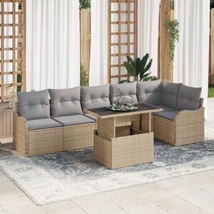 Kanapé Szett párnával 7 pcs Bézs Poli rattan