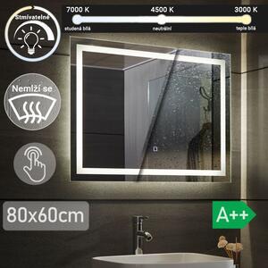 AQUAMARIN Fürdőszobatükör LED világítás 80 x 60 cm 28 W