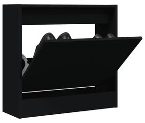Fekete szerelt fa cipőszekrény 60 x 21 x 57 cm