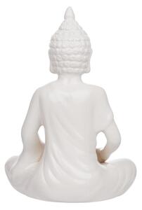 BUDDHA szobor mécsestartóval, fehér 29cm