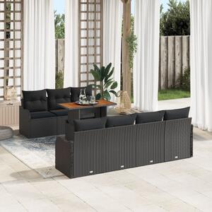 Kerti Kanapé Szett tárolóval 8 pcs Fekete Poli rattan