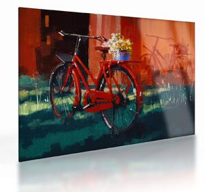 Piros kerék képe, akril festés (üvegen) (70x50 cm)