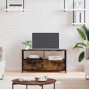 Füstös tölgy színű szerelt fa és vas TV-szekrény 90x33x45 cm