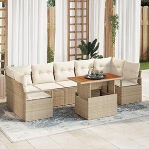 Kerti Kanapé Szett párnával 8 pcs Beige és krém