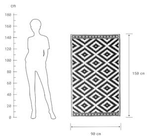 COLOUR CLASH kültéri szőnyeg fekete/fehér rombusz mintás 90x150cm