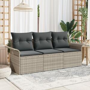 Kerti Kanapé Szett párnával 3 pcs Világosszürke Poli rattan