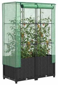 Rattan megjelenésű magaságyás melegháztakaróval 80x40x138 cm