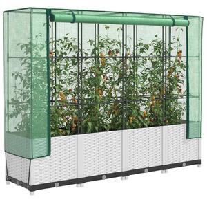 Rattan megjelenésű magaságyás melegháztakaróval 160x40x138 cm