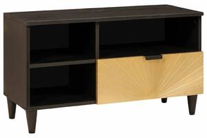 TV szekrény fiókkal Fekete és Arany 80 x 33 x 46 cm Faanyag